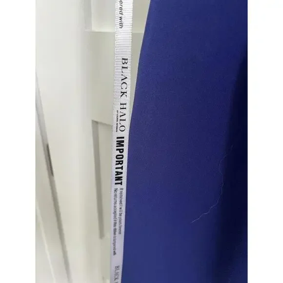 Black Halo Womens Blue Solid  Sheath Dress Size 14 Elegant Office - Picture 6 of 6